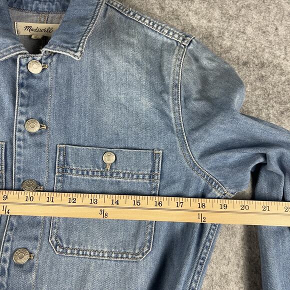 Madewell Denim Tie Waist Jumpsuit Womens Medium Blue Coverall Preppy Hipster - Picture 8 of 16